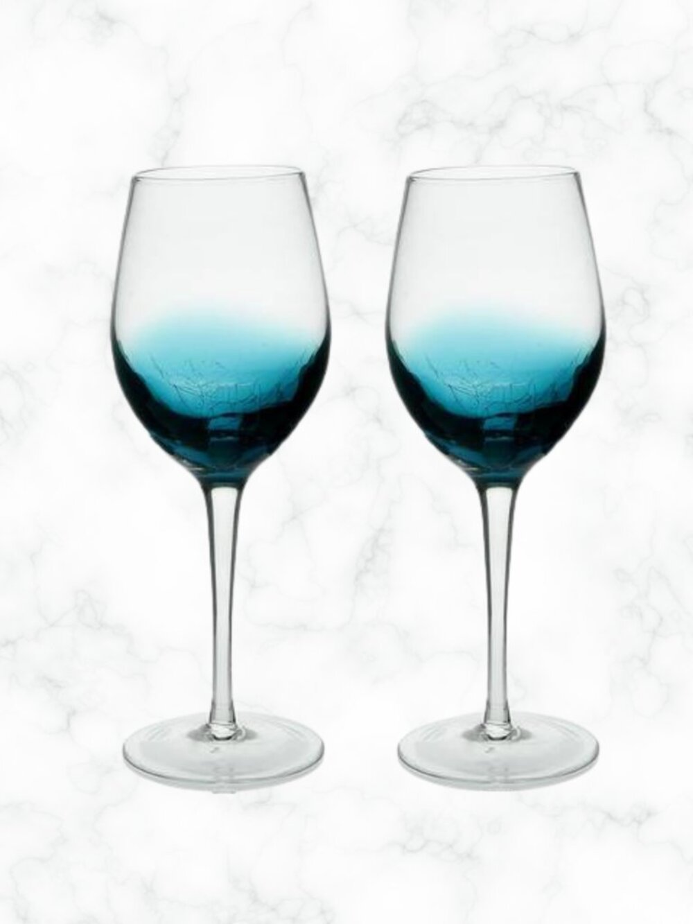 NWOT | PIER 1 Imports Teal Crackle Wine Glass Set of 2 | Discontinued